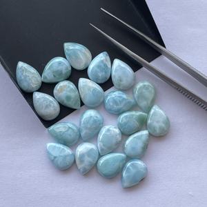 8mm 10mm <b>Natural</b> Larimar Pear Flatback Gemstone Cabochon Semi Precious Gemstone Wholesale Loose <b>Stones</b> for Jewelry Making Online - Product Image 1