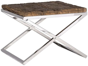 Indian Railway Sleeper Mesa auxiliar de madera maciza 60x60 Mesa auxiliar de estilo industrial para muebles de sala de estar - Product Image 2