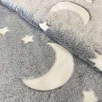 Vente chaude 100% Polyester lueur dans le noir flanelle canapé-lit couverture lumineuse tissu pure chaîne organique pour vêtements de nuit pour les filles