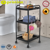 Qualität OEM eBay Organizer Fabrik Hersteller Home Storage 3 TIER Metall korb pp Tablett Bad Rolling Utility Tool Cart