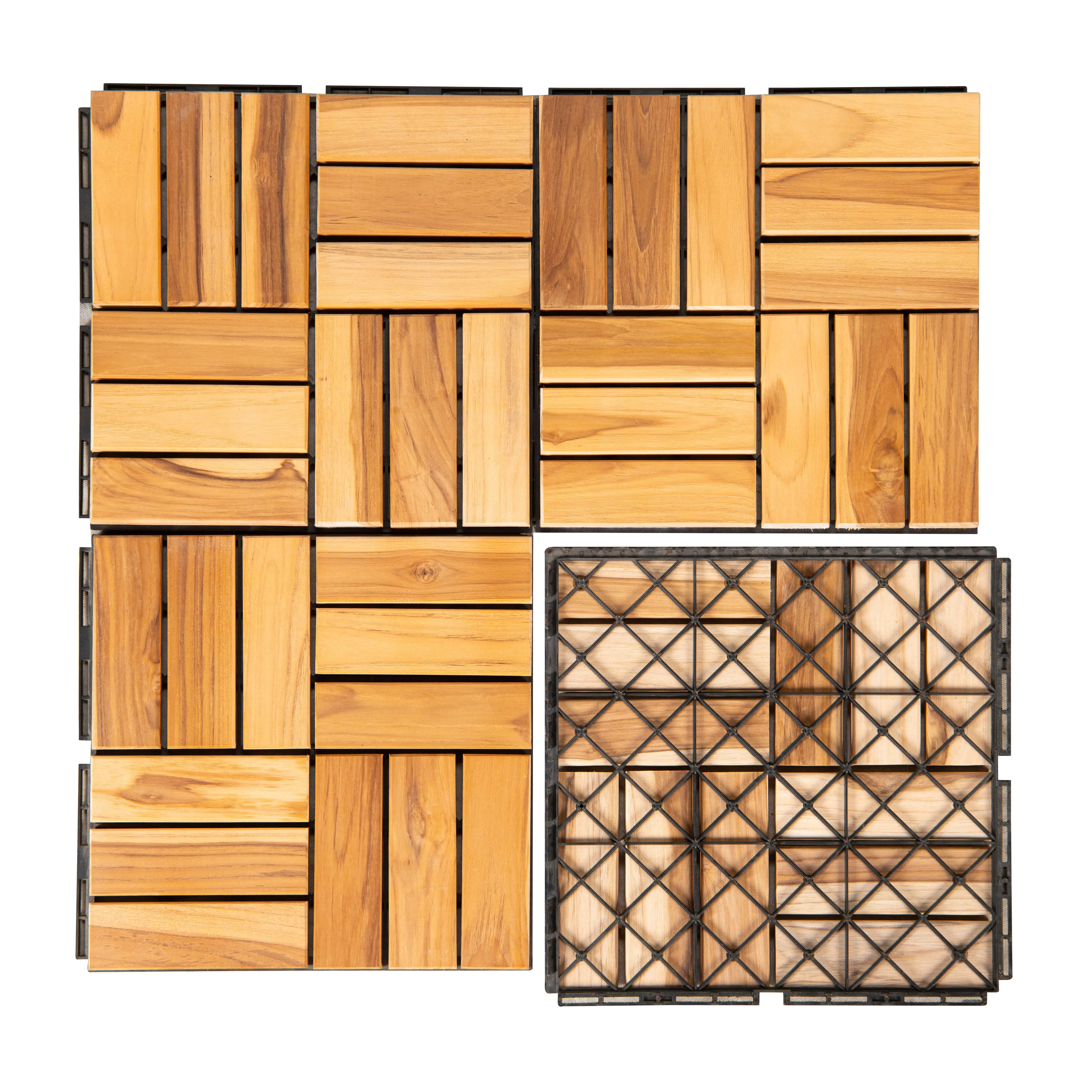 Interlocking Square Teak Wood Deck Tiles// 30x30 cm Balcony Floor Covering wood deck tile vietnam high grade durable DIY