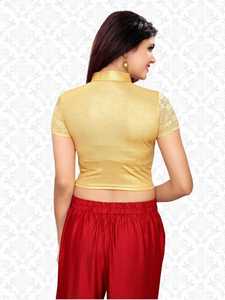 Attrayant Designer Party Wear Nouvelle Arrivée Dernière Conception Rouge Couleur Fantaisie Coupe et Tailles Parfaites Belle Coton Soie Blouses Alphanumero - Product Image 3