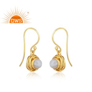Pendientes de GEMA de ágata de encaje azul, Pendientes colgantes de plata 925 chapados en oro de 18k, fabricante de joyería - Product Image 2