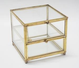 High End Glass Cube Gold Modern Stylish Jewelry Accessories Case - Product Image 2
