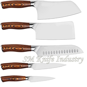 Juego de cuchillos de Chef personalizados de acero alemán hechos a mano de 6 piezas, cuchillos de cocina, vaina de cuero, hoja de Damasco, mango de hueso, acero inoxidable - Product Image 3