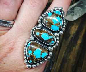 Le plus chaud Mohave Turquoise 925 Solid Sterling Silver Natural Gemstone Ring Statement Jewelry - Product Image 1