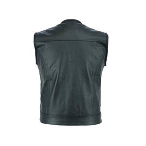 Gilet de moto en cuir véritable pour hommes, décontracté, style occidental, bouton respirant, coupe-vent, fermeture éclair personnalisable, hiver, vente en gros - Product Image 2