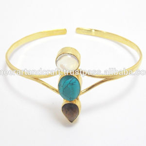 Pulsera chapada en oro con piedra pulsera hecha a mano - Product Image 4