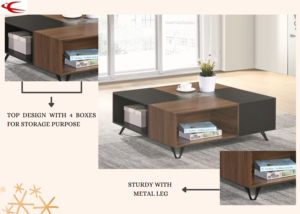 La pierna de METAL robusto mesa de café con caja de almacenamiento - Product Image 3