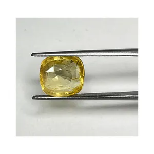 散装出口商销售无热量100% 天然认证质量垫形状Ceylon黄色蓝宝石宽松宝石戒指
