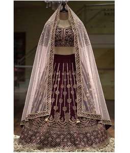 Lehenga choli ผ้าไหมที่ทันสมัยกับ Georgette เย็บปักถักร้อยลำดับการทำงานและ dupatta สวมใส่เสื้อผ้าเจ้าสาวชาติพันธุ์ - Product Image 2