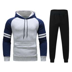 Ensemble de vêtements de sport d'hiver à manches longues coupe-vent en tissu éponge unisexe pantalon de survêtement grande taille football course fitness imprimé - Product Image 2
