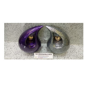 Urne funéraire en laiton bleu de Brassworld India avec coeur argenté Fourniture commémorative pour adultes de style américain en métal durable - Product Image 1