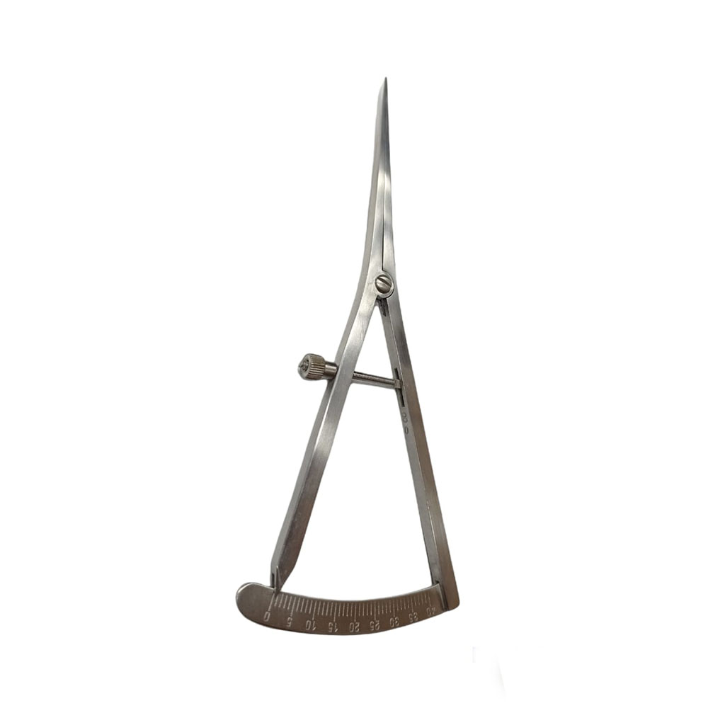 Long Castroviejo Caliper - 7 Angled Tips, 0-40mm Measurement, German Grade Stainless