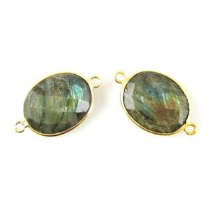 ขายส่งแผ่นทองคำแลบราโดไรต์ทรงรีขอบพลอยตัวเชื่อมต่อแบบห่วงคู่เครื่องประดับขายดีทำเครื่องประดับแบบมีสไตล์ที่มีเสน่ห์ - Product Image 2