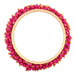 Indian Bollywood Fashion Jewelry Color Rosa 14 K Gold Plated Faux Pearl (2 piezas) Pulseras Bangle Set para mujeres - Product Image 3