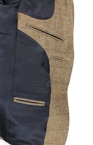Ensemble de costumes en <span class=keywords><strong>tweed</strong></span> à chevrons, ensemble de costumes pour hommes en 3 pièces, blazers marrons pour hommes - Product Image 4