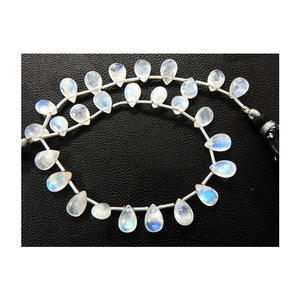 Piedras preciosas de calidad superior, cuentas de piedra lunar arcoíris de Fuego Azul Natural, forma de pera suelta, tamaño personalizado, certificado CMA - Product Image 2