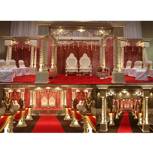 FRP Mandap งานแต่งงานของแกรนด์เซาท์อินเดีย,เสาหลักสามเสา FRP ที่น่าตื่นตาตื่นใจ Mandap สำหรับงานแต่งงานนอร์เวย์เส้นใยงามแกะสลัก Mandap - Product Image 1