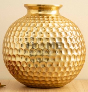Centro de Mesa de Boda Hecho a Mano de Aluminio Martillado Dorado de Lujo, Estilo Único y Moderno, Florero Elegante - Product Image 6