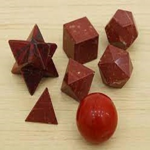 Magnifique ensemble de géométrie sacrée de 7 pièces en jaspe rouge naturel pour la guérison de la pierre polie; Grossiste - Product Image 4