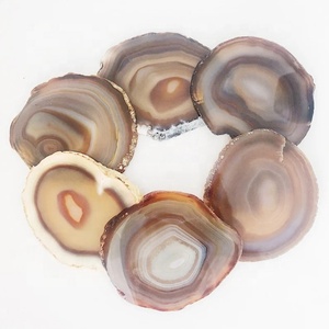 Dessous de verre en pierre d'agate grise, sous-verre, en pierre, pour décoration et cadeau, 90MM — 110MM - Product Image 1