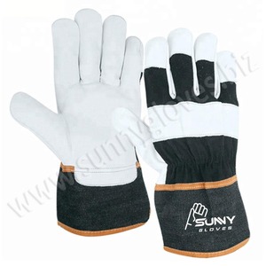 Gants de travail robustes en cuir noir et blanc 2023 - Product Image 1