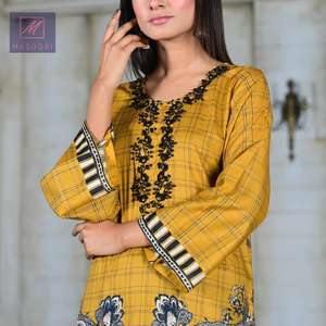 High Quality Modern Handmade Cotton Indian Pakistani <b>Kurtis</b> with Digital Print Stone Work for Party Wear - Product Image 3