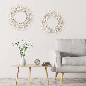 Handmade Cotton Work Living Room <b>Frameless</b> Macrame Mirror - Product Image 1
