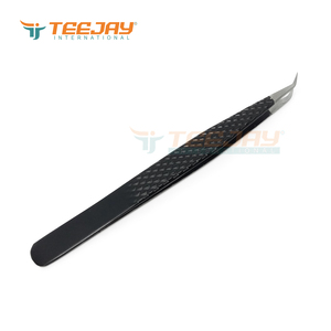 Pinzas Clásicas para Pestañas TEEJAY, de Acero Inoxidable con Recubrimiento de Polvo Negro Mate, Punta Lisa Recta de 5 mm y 45 Grados, Aislamiento Tipo Diamante - Product Image 2