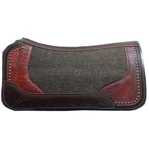 Selle de cheval Ridier's Trust en feutre 100% laine mérinos, cuir véritable indien, 32x32 pouces, gris naturel, imprimé alligator, durable - Product Image 1