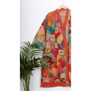 เสื้อคลุมผ้าคอตตอนทำด้วยมือของผู้หญิงเสื้อแจ็กเก็ตครอสโอเวอร์แบบอินเดียเสื้อคลุมทำงานคาร์ดิแกนตัดด้วยมือสำหรับฤดูใบไม้ผลิฤดูใบไม้ร่วง - Product Image 2
