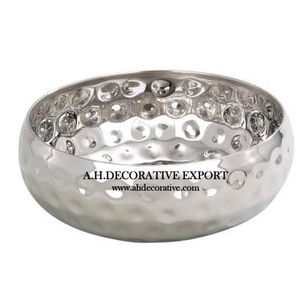 Bol martelé à la main nickelé pour la décoration de la maison, dessus de Table rond martelé bol de fleurs à vendre nouveau bol de service pour hôtel - Product Image 6