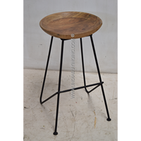 Tabouret de bar industriel moderne de haute qualité, robuste et confortable, avec plateau en bois et base en fer, couleur personnalisable pour hôtels et écoles