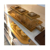 Ensemble de boîtes de rangement en bois pour noix, plateau avec couvercle métallique, ensemble de service pour fruits secs fait main, trois pièces avec papier d'art gaufré, design personnalisé
