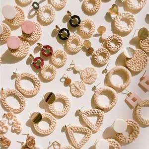 Boucles d'oreilles en rotin à la mode, bon prix, Whatsapp: + 84, 845, 639, 639 - Product Image 4