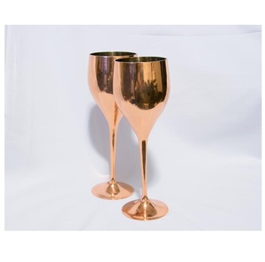 Rose Gold Color Smooth Finished Plain Copper <b>Wine</b> <b>Goblets</b> for Home Bar Hotel Restaurant Drinking Use - Product Image 1
