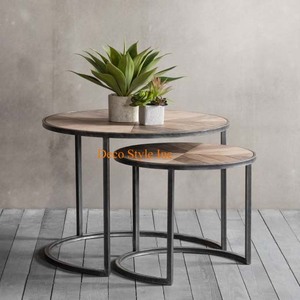 Modern Nesting Coffee Tables Metal and Wood Coffee Tables - Product Image 4