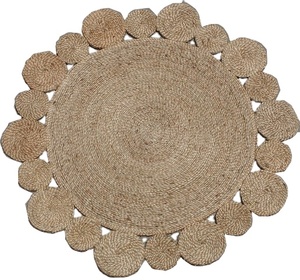 Tapis rond et rectangulaire en chanvre tressé et jute, couleur personnalisée, épaisseur 3mm-5mm, design moderne, en stock - Product Image 1