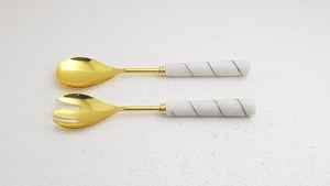 2025อุปกรณ์ทำสลัดเครื่องครัว18/8เซิร์ฟเวอร์สลัดสแตนเลส PVD ชุบทองพร้อมที่จับเรซิน - Product Image 5