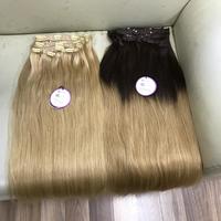 Clip in Hair Extensions Brown with Blonde Highlighted Human Hair Clip in Real Extensions 7 Pieces 150G