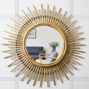 Espejo Decorativo de Pared de Ratán de Color Natural - Decoración del Hogar 99GD - Product Image 5