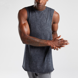 Custom high quality running wear grey and black color striped design 100%cotton customized logo sleeveless <b>shirts</b> for <b>man</b> - Product Image 5