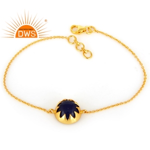 Blue Aventurine Gemstone <b>Bracelet</b> Jewelry Supplier Hot Selling 14k Gold Plated Silver <b>Girls</b> <b>Bracelet</b> Jewelry - Product Image 3