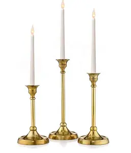 Candelabro de latón dorado con forma de cono para mesa, decoración moderna para boda, comedor, regalo de casa, velas no incluidas