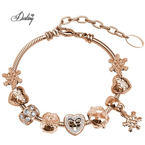 Feliz copo de nieve corazón encanto cuentas <span class=keywords><strong>pulsera</strong></span> adornado con cristales <span class=keywords><strong>Swarovski</strong></span> Navidad Daisini mejor amigo regalo joyería - Product Image 5