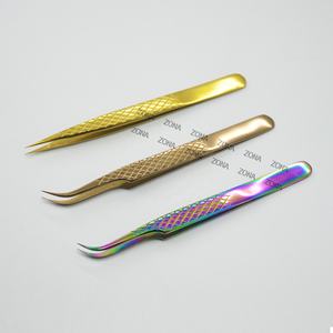 Pinzas de extensión de pestañas de marca personalizada de acero inoxidable de grado quirúrgico Premium profesional puntas fuertemente curvadas cejas - Product Image 6