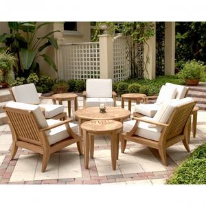 Conjunto de Muebles de Jardín de Madera de Teca Maciza con Sillones Profundos y Mesas de Centro Redondas para Jardín y Patio - Product Image 3