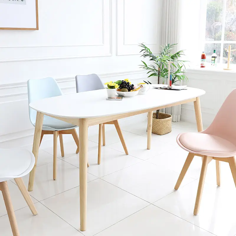 Polar 12t madeira de borracha cerâmica natural, para 6 pessoas, mesa de jantar, quadrado, formato oval, sala de estar, interior do escritório
