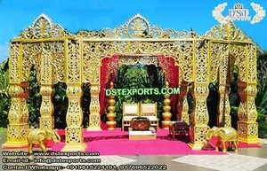Último Modelo de Mandap para Bodas Estilo Bollywood, Mandap Dorado para Bodas Hindúes, Elegante Mandap Indio Zermani para Bodas en Reino Unido, España y Canadá - Product Image 2